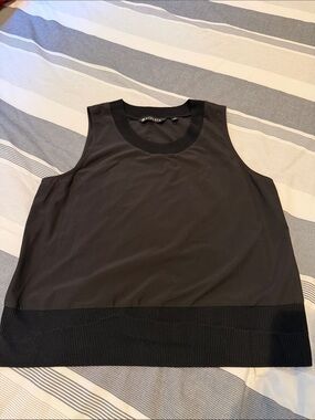 Athleta Black Sleeveless Rib-Hem Knit Tank